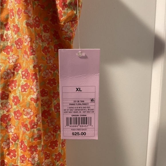 NWT Wild Fable Orange Floral Size XL Dress - Picture 5 of 8